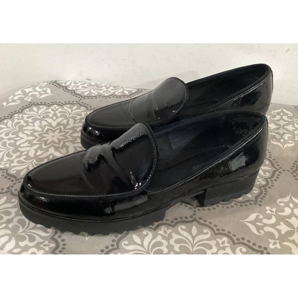 Donald Pliner Men's Black Leather Penny Loafers Size 9.5 M Slip-On Dress Shoes